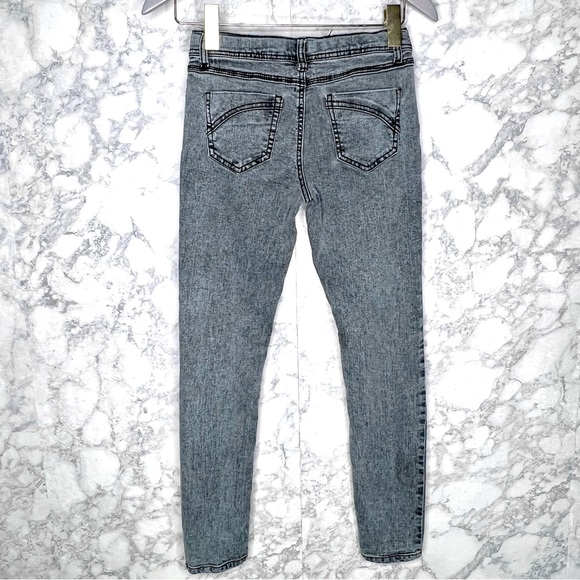 Vanilla Star Y2K Acid Wash Crackle Skinny Denim Jeans Girls 12 - Picture 3 of 9